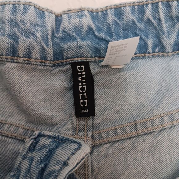 Divided Wide Leg Denim Barrel Jeans Sz 6 Light Wash 100% Cotton Loose Fit - Picture 9 of 13